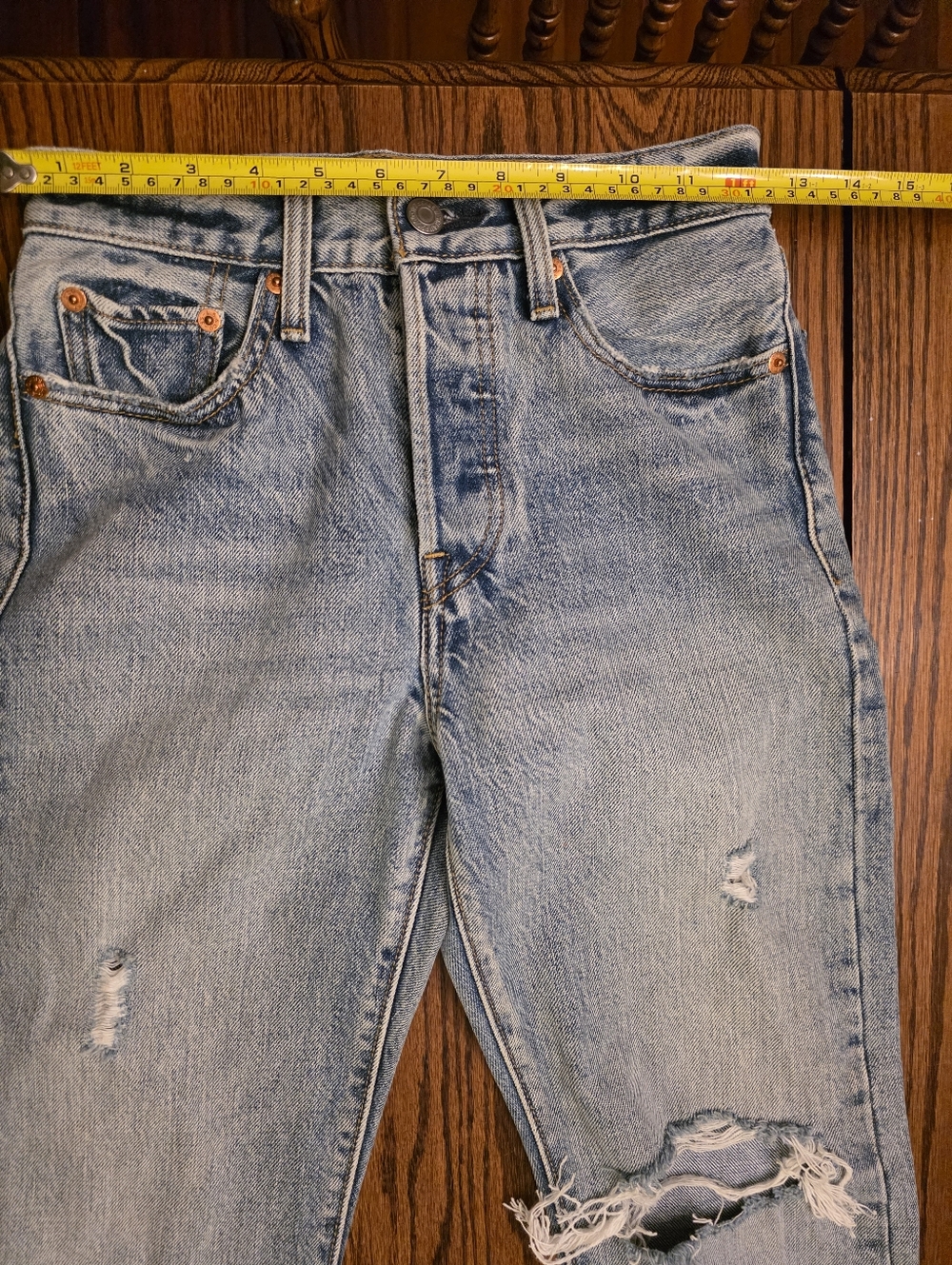 Levis 501 Cigarette Jeans Womens 24 00 Button Fly Rigid Frayed Cropped Ankle - Picture 9 of 15